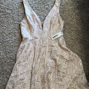 Blush pink and rose gold sequin party dress